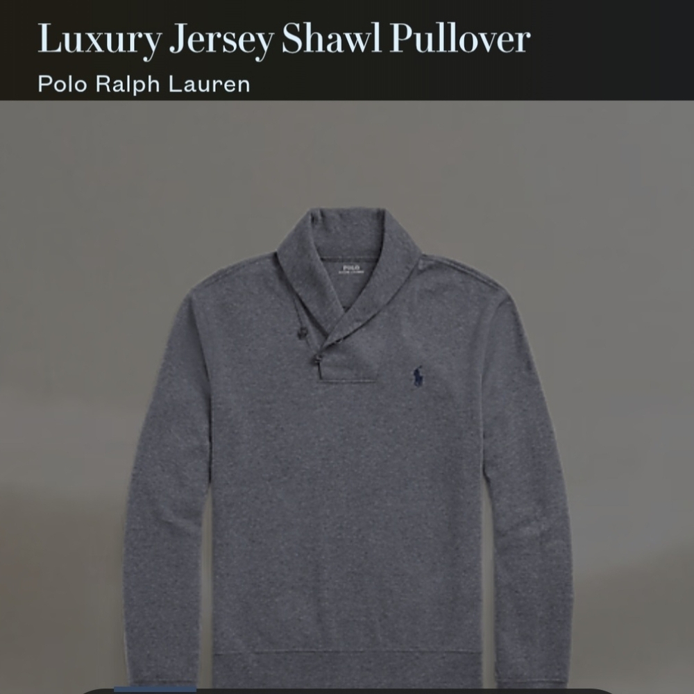 Polo Ralph Lauren Luxury Jersey Shawl Collar Pullover Men’s XL Gray Cotton L/S. - Picture 10 of 10